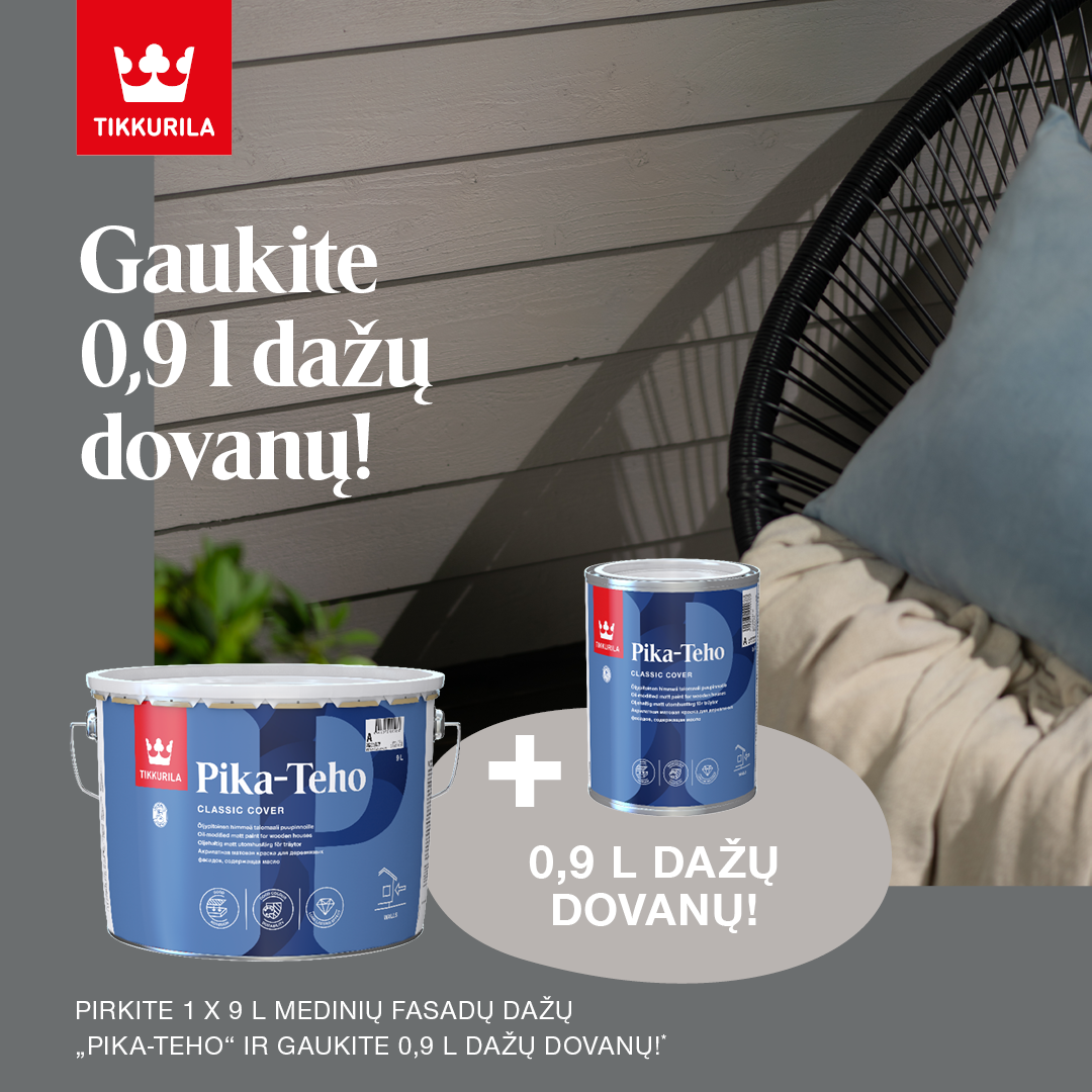 Medienos dažai TIKKURILA Pika Teho A bazė, 9l balta sp. 1 Medienos dažai TIKKURILA Pika Teho A bazė, 9l balta sp. 1