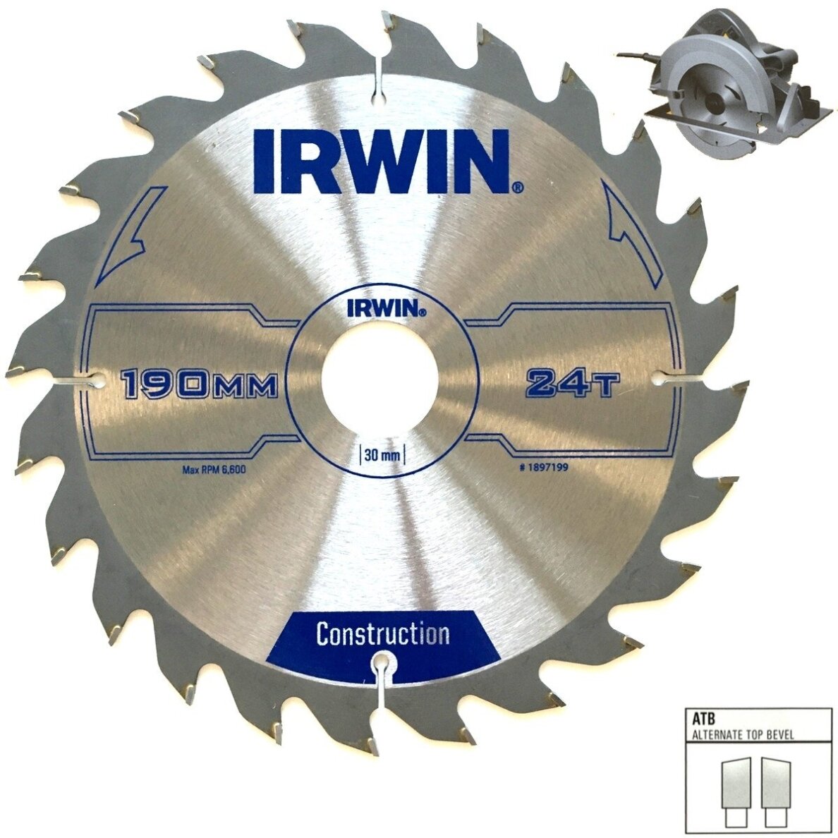 Medienos pjovimo diskas IRWIN ATB, 160x30Tx20/16mm Medienos pjovimo diskas IRWIN ATB, 160x30Tx20/16mm