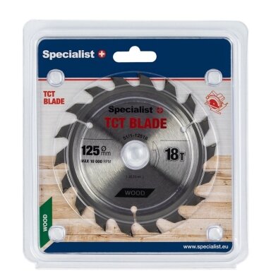 Medienos pjovimo diskas SPECIALIST+, 125x18Tx22mm