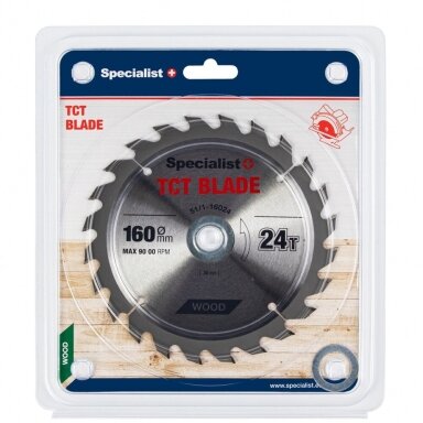 Medienos pjovimo diskas SPECIALIST+, 160x24Tx30/20/16mm