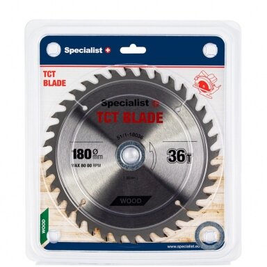 Medienos pjovimo diskas SPECIALIST+, 180x36Tx30/20/16mm