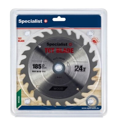 Medienos pjovimo diskas SPECIALIST+, 185x24Tx30/20/16mm
