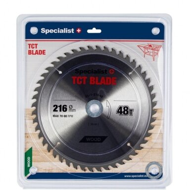 Medienos pjovimo diskas SPECIALIST+, 216x48Tx30/20/16mm