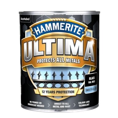 Metalo dažai HAMMERITE Ultima Smooth, 700ml juoda sp. Metalo dažai HAMMERITE Ultima Smooth, 700ml juoda sp.