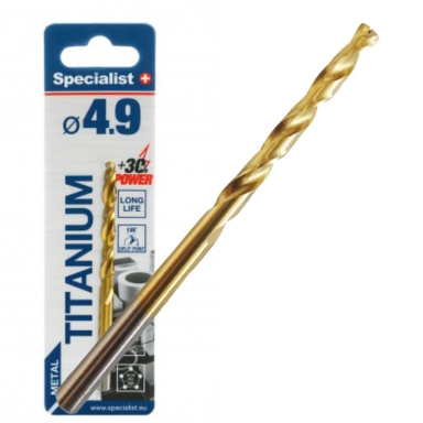 Metalo grąžtas SPECIALIST+ Titan, 4,9mm