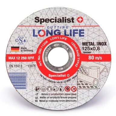 Metalo pjovimo diskas SPECIALIST+ Long Life, 125x0,8x22mm