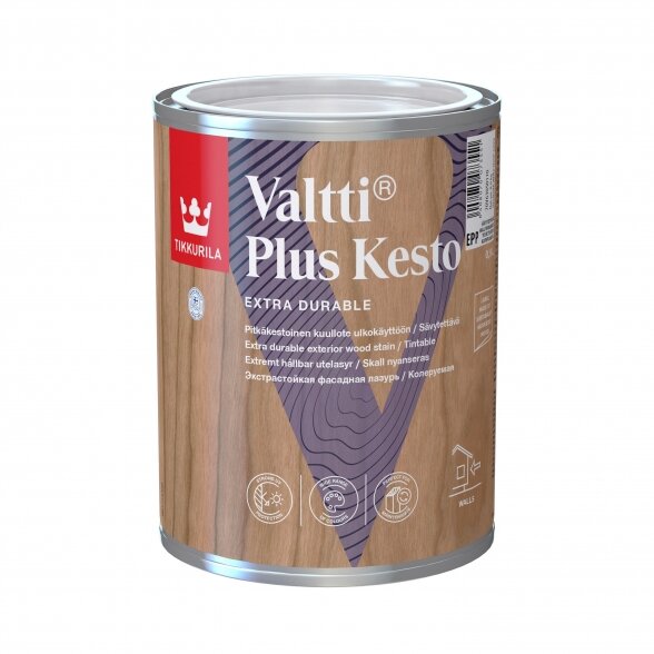 Medienos impregnantas TIKKURILA Valtti Plus Kesto EPP bazė, 0,9l Medienos impregnantas TIKKURILA Valtti Plus Kesto EPP bazė, 0,9l