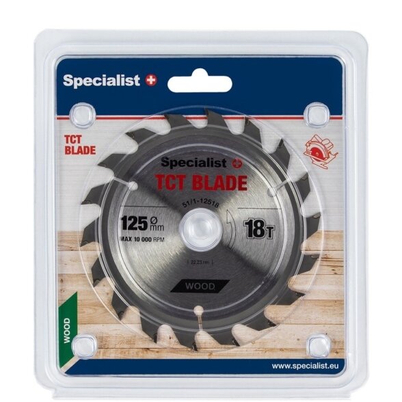 Medienos pjovimo diskas SPECIALIST+, 125x18Tx22mm