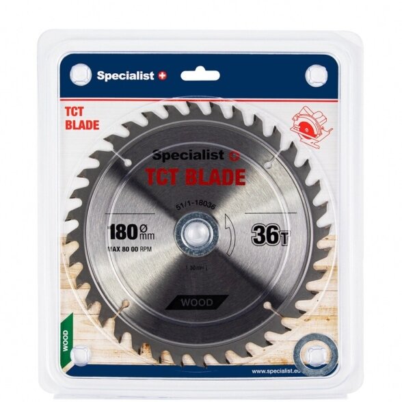 Medienos pjovimo diskas SPECIALIST+, 180x36Tx30/20/16mm
