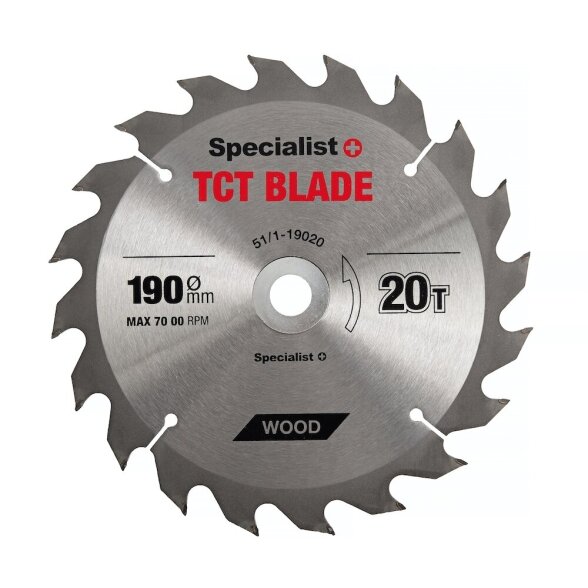 Medienos pjovimo diskas SPECIALIST+, 190x20Tx30/20/16mm 1 Medienos pjovimo diskas SPECIALIST+, 190x20Tx30/20/16mm 1