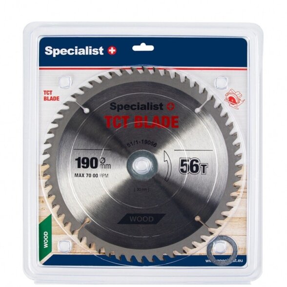 Medienos pjovimo diskas SPECIALIST+, 190x56Tx30/20/16mm Medienos pjovimo diskas SPECIALIST+, 190x56Tx30/20/16mm