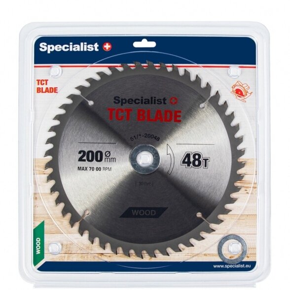 Medienos pjovimo diskas SPECIALIST+, 200x48Tx30/20/16 mm