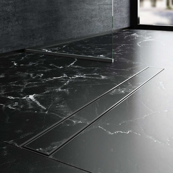 Metalinis dušo latakas BIELBET Tile Insert, 80cm juoda sp. 1