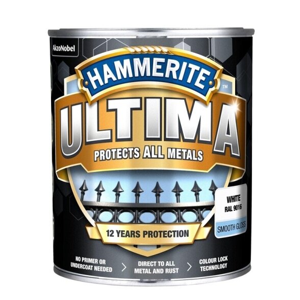 Metalo dažai HAMMERITE Ultima Smooth, 700ml balta sp. Metalo dažai HAMMERITE Ultima Smooth, 700ml balta sp.