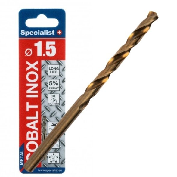 Metalo grąžtas SPECIALIST+ Cobalt, 1,5mm Metalo grąžtas SPECIALIST+ Cobalt, 1,5mm