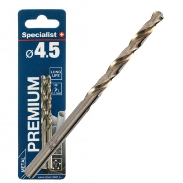 Metalo grąžtas SPECIALIST+ Premium, 4,5mm 2vnt. Metalo grąžtas SPECIALIST+ Premium, 4,5mm 2vnt.