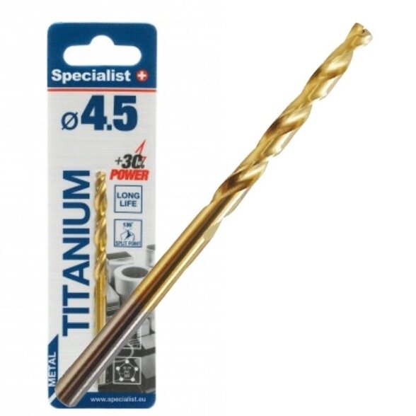 Metalo grąžtas SPECIALIST+ Titan, 4,5mm