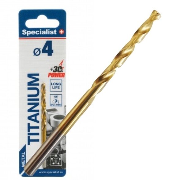 Metalo grąžtas SPECIALIST+ Titan, 4mm Metalo grąžtas SPECIALIST+ Titan, 4mm
