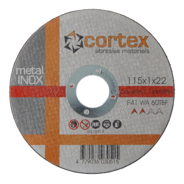 Metalo pjovimo diskas CORTEX WA 60 TBF F41 80m/s, 115x1x22,2mm Metalo pjovimo diskas CORTEX WA 60 TBF F41 80m/s, 115x1x22,2mm