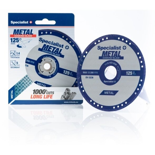 Metalo pjovimo diskas SPECIALIST+, 125x1,4x22,23mm 1 Metalo pjovimo diskas SPECIALIST+, 125x1,4x22,23mm 1