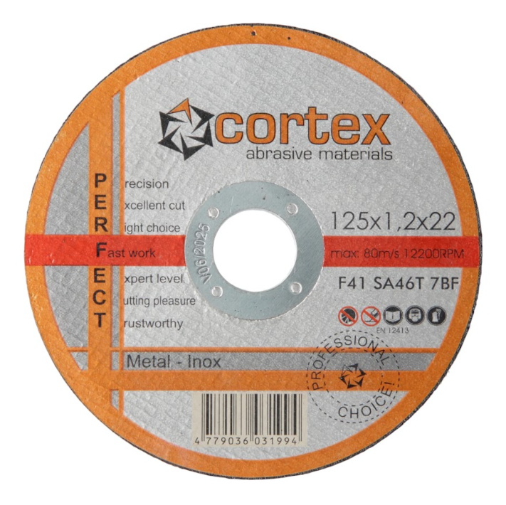 Metalo pjovimo diskas CORTEX Perfect F41 80M/S, 125x1,2x22,2 Metalo pjovimo diskas CORTEX Perfect F41 80M/S, 125x1,2x22,2