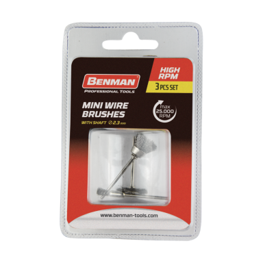 Šlifavimo šepečių su koteliais rinkinys BENMAN 74331, 6mm 3vnt