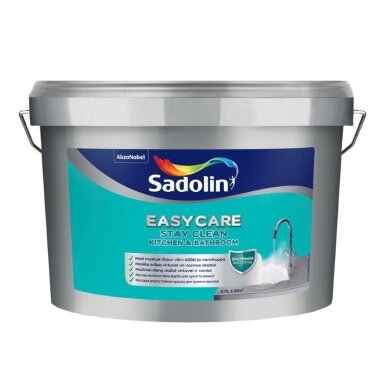 Vandeniniai sienų dažai SADOLIN Easycare Kitchen&Bathroom, 2,5l balta sp. Vandeniniai sienų dažai SADOLIN Easycare Kitchen&Bathroom, 2,5l balta sp.