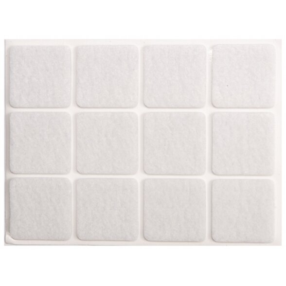 Padukai baldams VOREL veltiniai lipnus 28x28mm 12vnt.,baltos sp. Padukai baldams VOREL veltiniai lipnus 28x28mm 12vnt.,baltos sp.