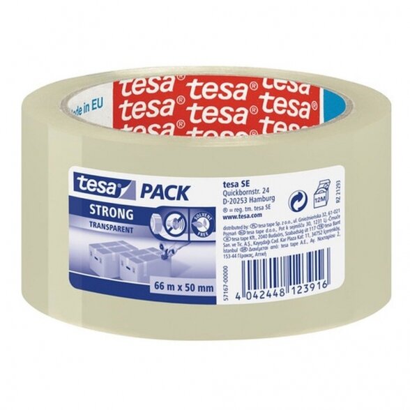 Lipni pakavimo juosta TESA Tesapack Strong, 50mm 66m skaidri Lipni pakavimo juosta TESA Tesapack Strong, 50mm 66m skaidri