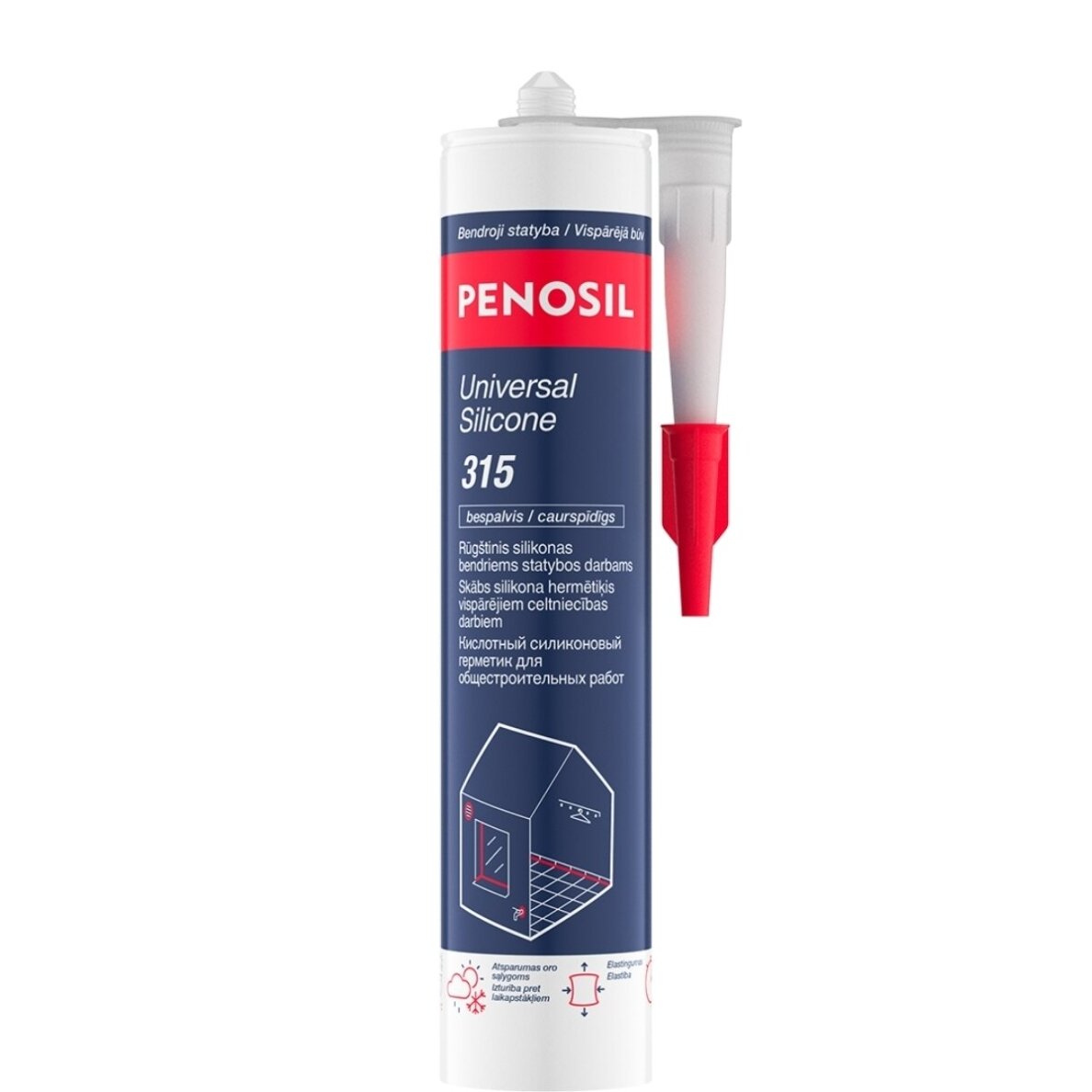 Universalus rūgštinis silikonas PENOSIL Universal Silicone 315C, 280ml balta sp.
