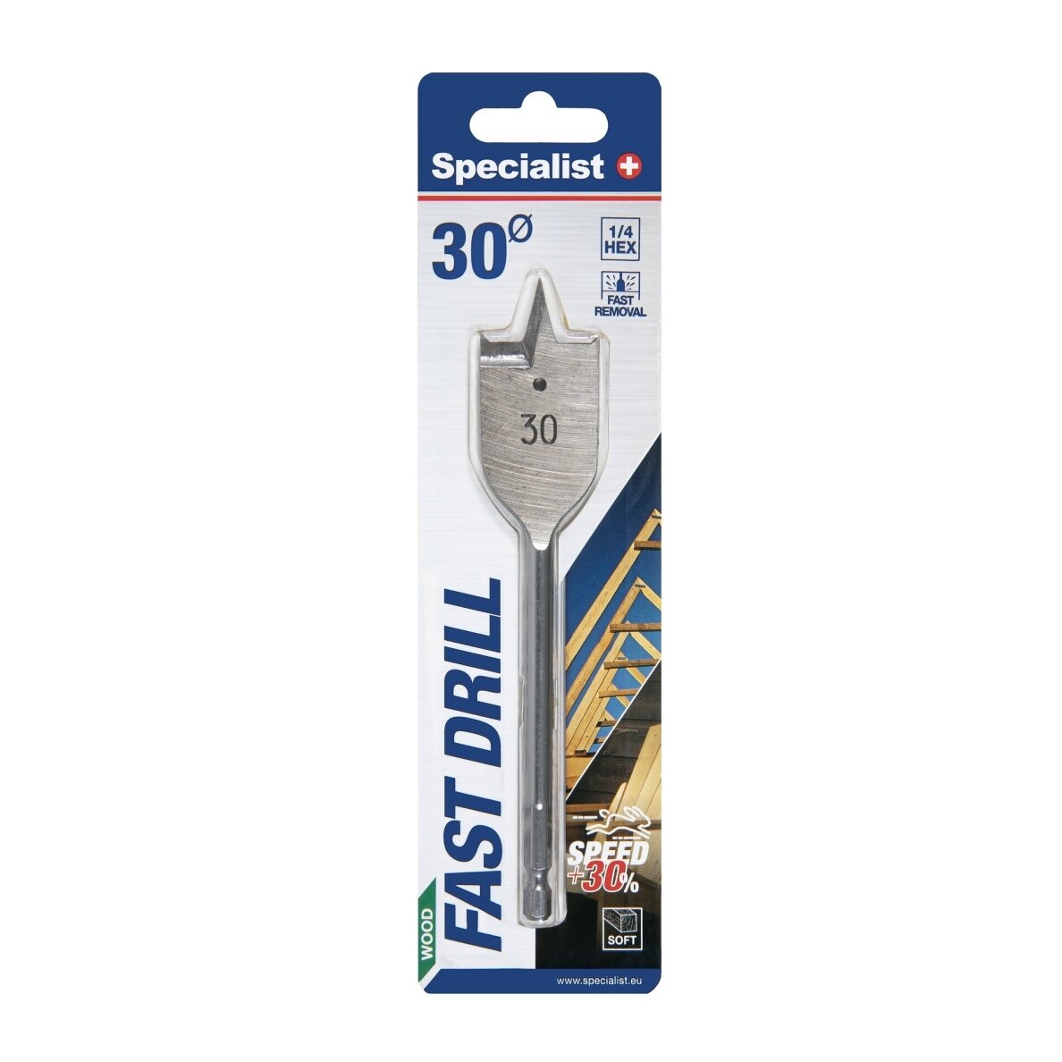 Plunksninis medienos grąžtas SPECIALIST+, 30mm 2 Plunksninis medienos grąžtas SPECIALIST+, 30mm 2