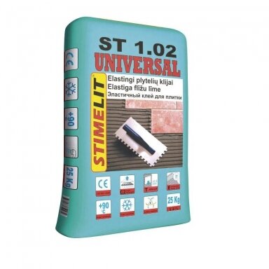 Plytelių klijai STIMELIT Universal ST1.02 C2TE, 25kg Plytelių klijai STIMELIT Universal ST1.02 C2TE, 25kg