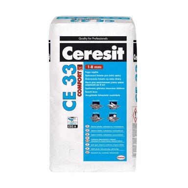 Plytelių tarpų glaistas CERESIT CE33, 5kg baltas (01) Plytelių tarpų glaistas CERESIT CE33, 5kg baltas (01)