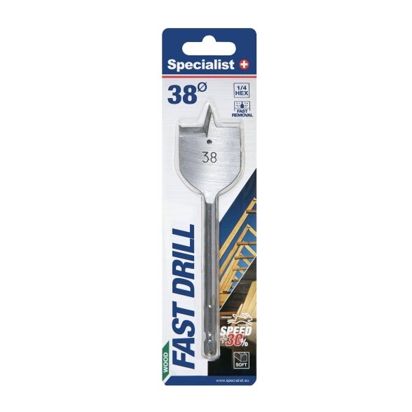 Plunksninis medienos grąžtas SPECIALIST+, 38mm 2