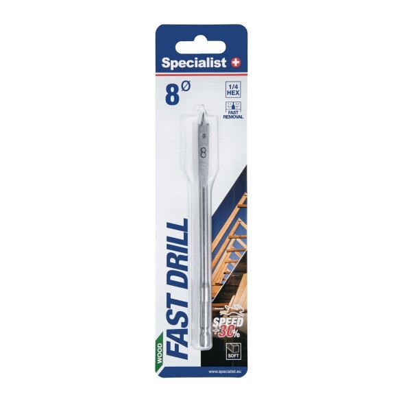 Plunksninis medienos grąžtas SPECIALIST+, 8mm