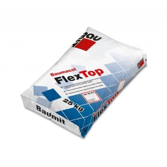 Plytelių klijai BAUMIT FlexTop, ypač elastingi, 25kg Plytelių klijai BAUMIT FlexTop, ypač elastingi, 25kg