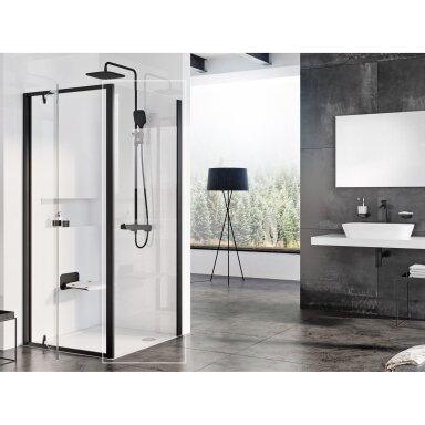 Stacionari sienelė Pivot PPS, 90cm juodas ir skaidrus stikas Stacionari sienelė Pivot PPS, 90cm juodas ir skaidrus stikas