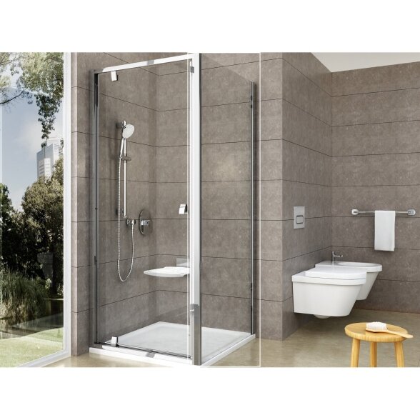 Stacionari sienelė RAVAK Pivot PPS, 80cm blizgi ir skaidrus stiklas