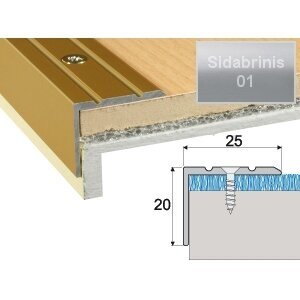 Grindų sujungimo profilis laiptams EFFECTOR A36, 180 x 2,5 x 2 cm, sidabrinė sp. Grindų sujungimo profilis laiptams EFFECTOR A36, 180 x 2,5 x 2 cm, sidabrinė sp.