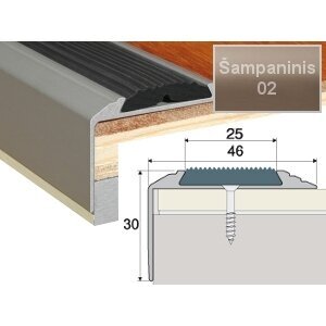 Grindų sujungimo profilis laiptams EFFECTOR A38, 90 x 5 x 3 cm, šampaninė sp. Grindų sujungimo profilis laiptams EFFECTOR A38, 90 x 5 x 3 cm, šampaninė sp.
