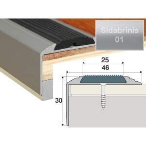 Grindų sujungimo profilis laiptams EFFECTOR A38, 180 x 5 x 3 cm, sidabrinė sp. 1