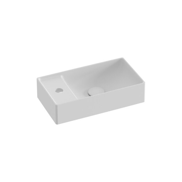 Praustuvas su skyle maišytuvui RAVAK Veda Slim 40 Mini, baltas matinis Praustuvas su skyle maišytuvui RAVAK Veda Slim 40 Mini, baltas matinis