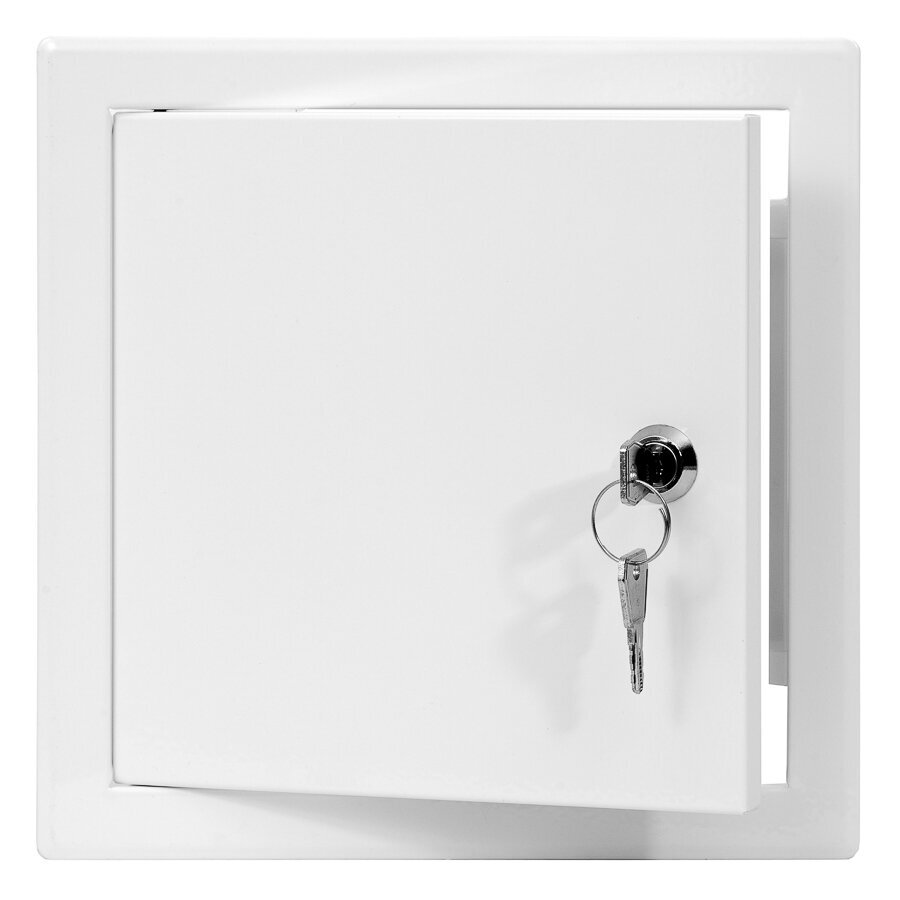 Revizinės durelės su užraktu, 150x150mm balta sp. Revizinės durelės su užraktu, 150x150mm balta sp.
