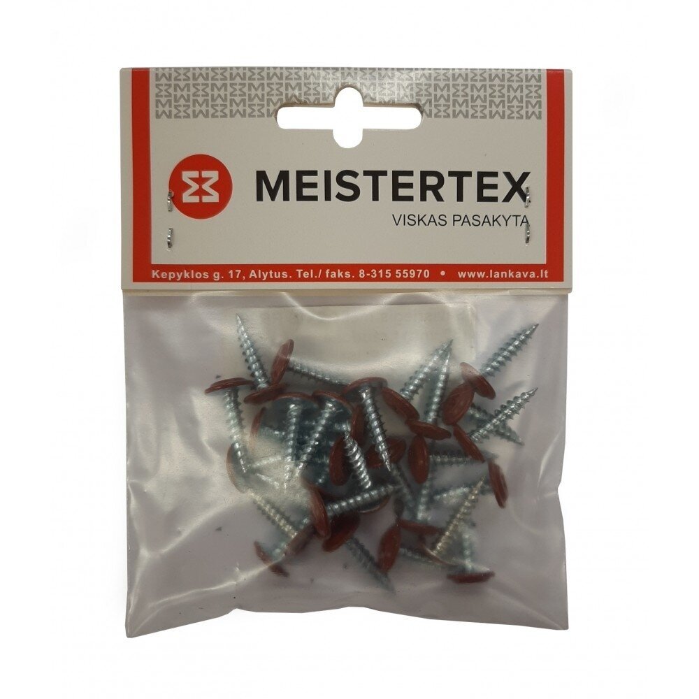 Savisriegiai į metalą MEISTERTEX, 4,2x19mm 30vnt tamsiai raudona sp. RR29 Savisriegiai į metalą MEISTERTEX, 4,2x19mm 30vnt tamsiai raudona sp. RR29
