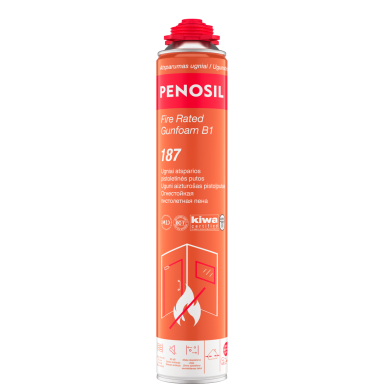 Sandarinimo putos PENOSIL Fire Rated Gunfoam B1 187, 750ml rožinė sp. Sandarinimo putos PENOSIL Fire Rated Gunfoam B1 187, 750ml rožinė sp.