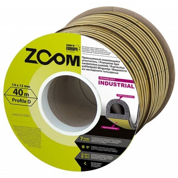 Sandarinimo juosta ZOOM D Industrial, 14x12mm juoda sp. Sandarinimo juosta ZOOM D Industrial, 14x12mm juoda sp.