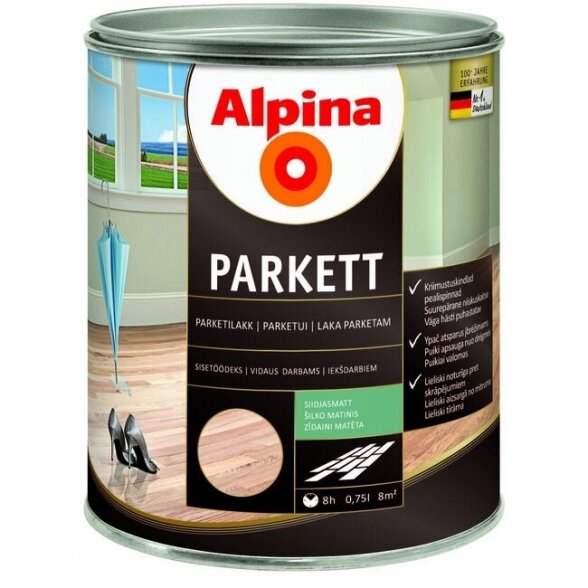 Parketinis lakas ALPINA Parkett, 750ml šilko matinis Parketinis lakas ALPINA Parkett, 750ml šilko matinis