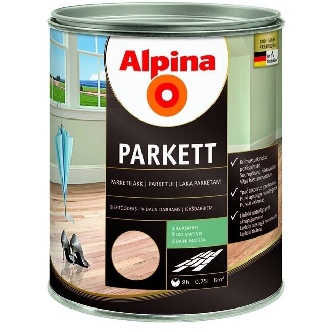 Parketinis lakas ALPINA Parkett, 750ml šilko matinis Parketinis lakas ALPINA Parkett, 750ml šilko matinis