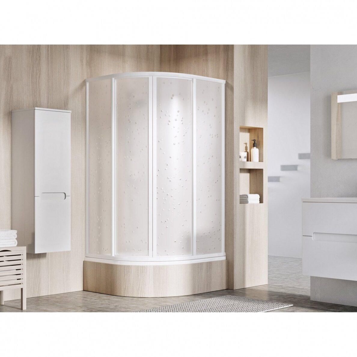 Dušo kabina RAVAK Supernova SKCP4 Sabina, 80x80cm balta ir plastikas Pearl