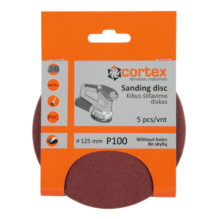 Kibus šlifavimo diskelis CORTEX P100, 125mm 5vnt. Kibus šlifavimo diskelis CORTEX P100, 125mm 5vnt.